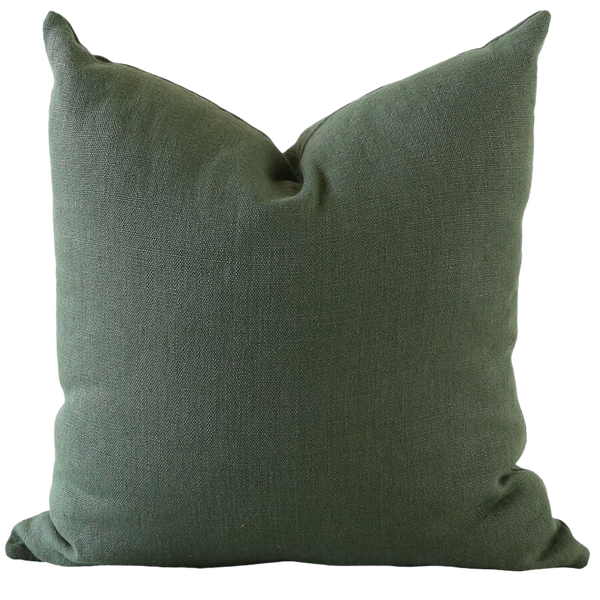 Dark Green Linen Pillow Cover Laurel and Blush