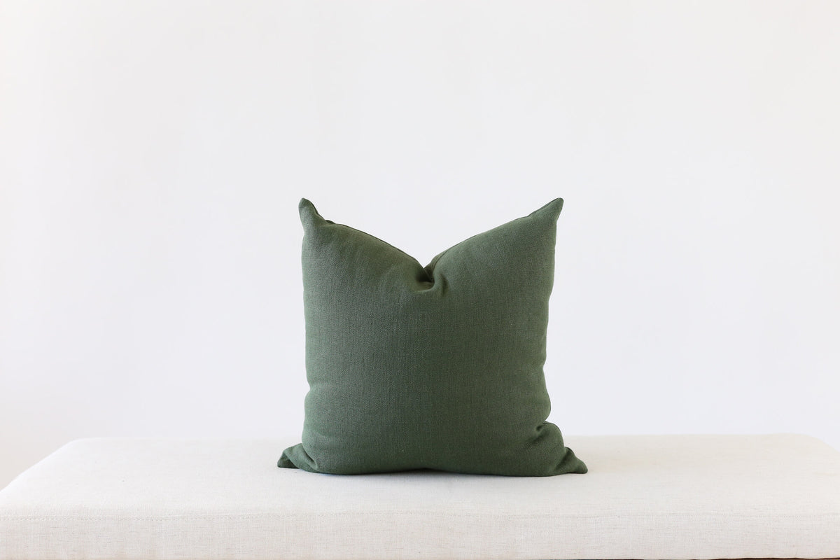 solid green linen pillow cover