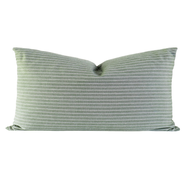 Green Throw Pillow, Sage and White Striped Pillow, Throw Pillow for