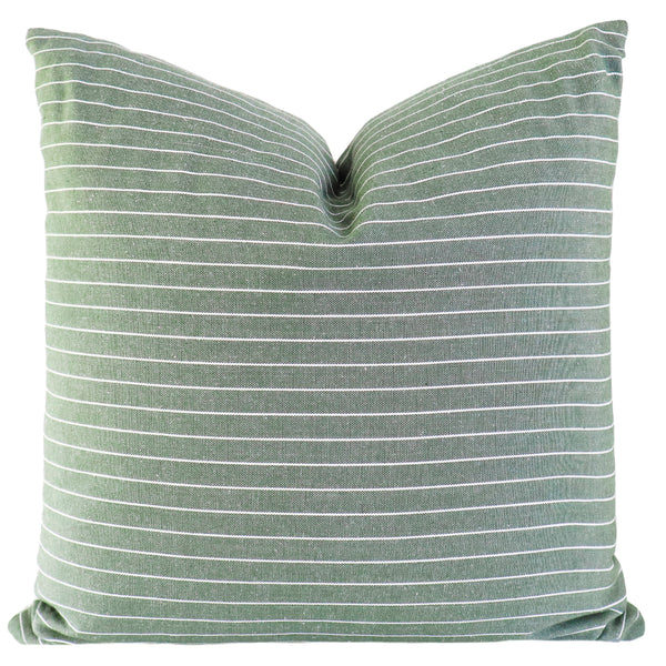 Green Throw Pillow, Sage and White Striped Pillow, Throw Pillow for