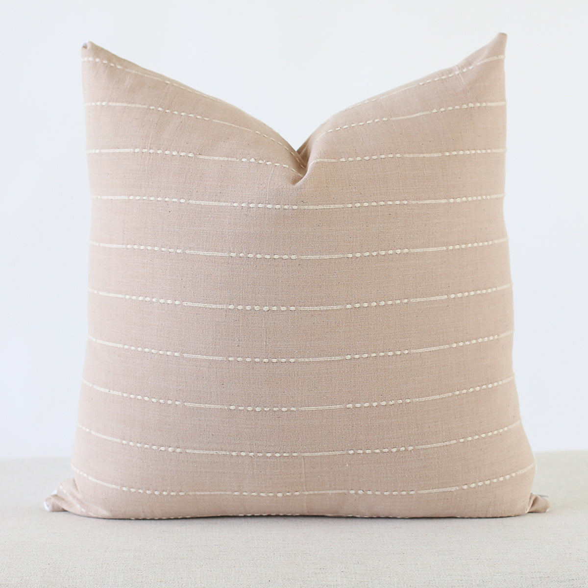 Blush Stripe Linen Throw Pillow Cover