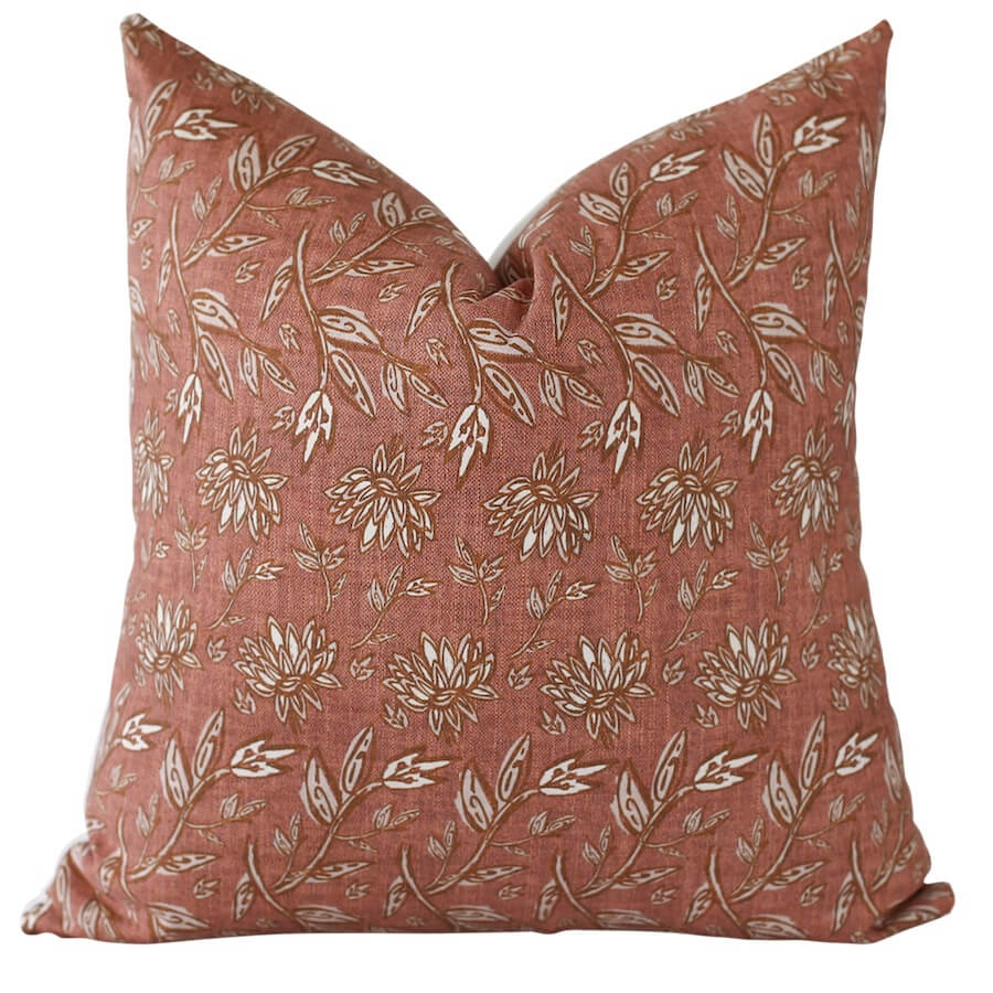 Terracotta Floral Pillow Cover