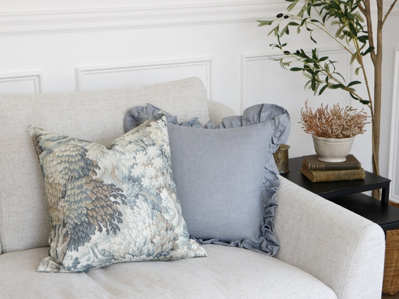 Blue Ruffle Spring Throw Pillows