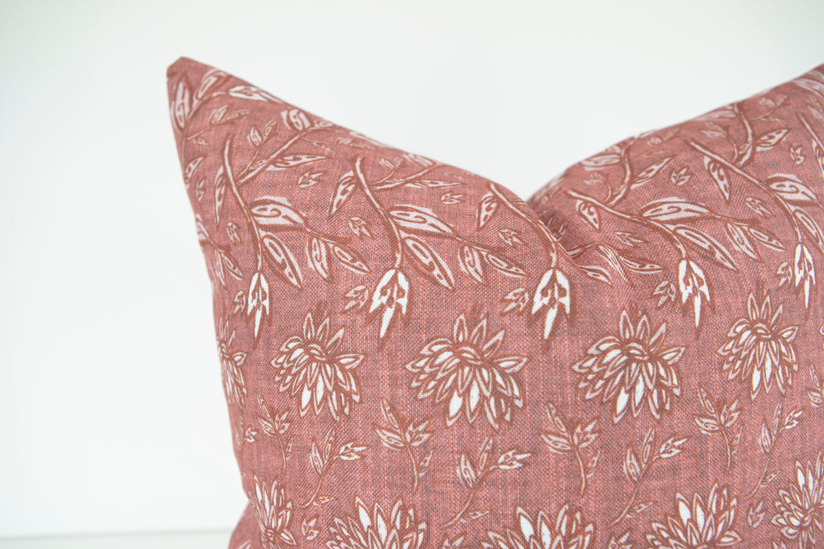 Terracotta Floral Pillow Cover