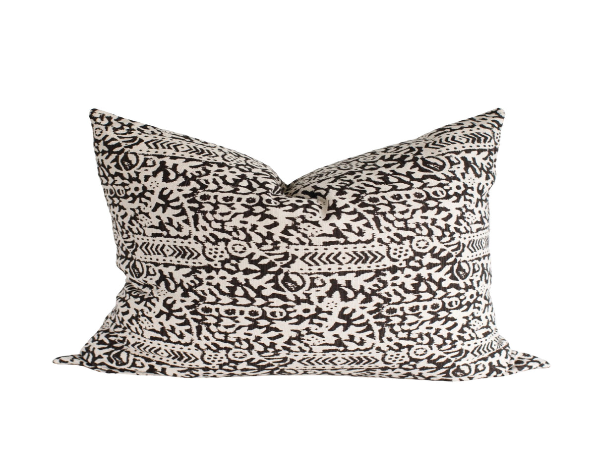 Black Block Print Pillow Cover