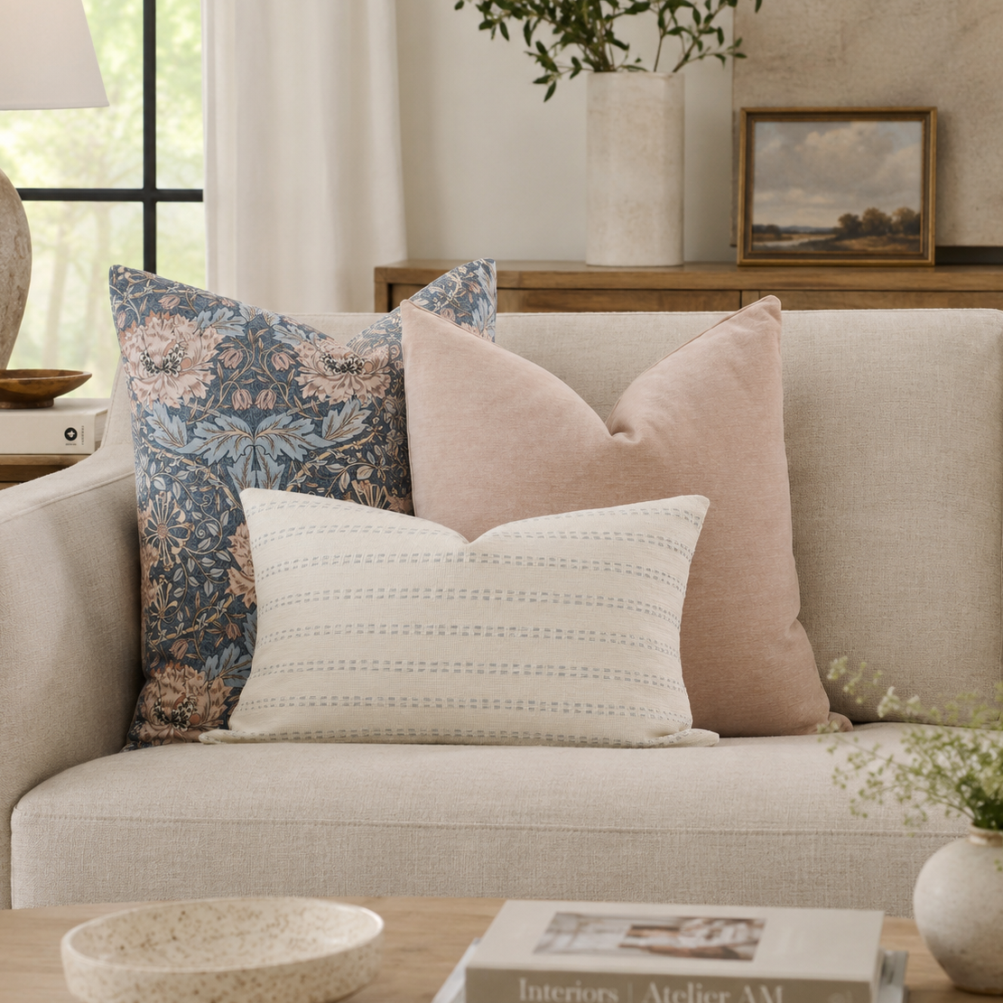 William Morrison Blue Floral Pillow Combination