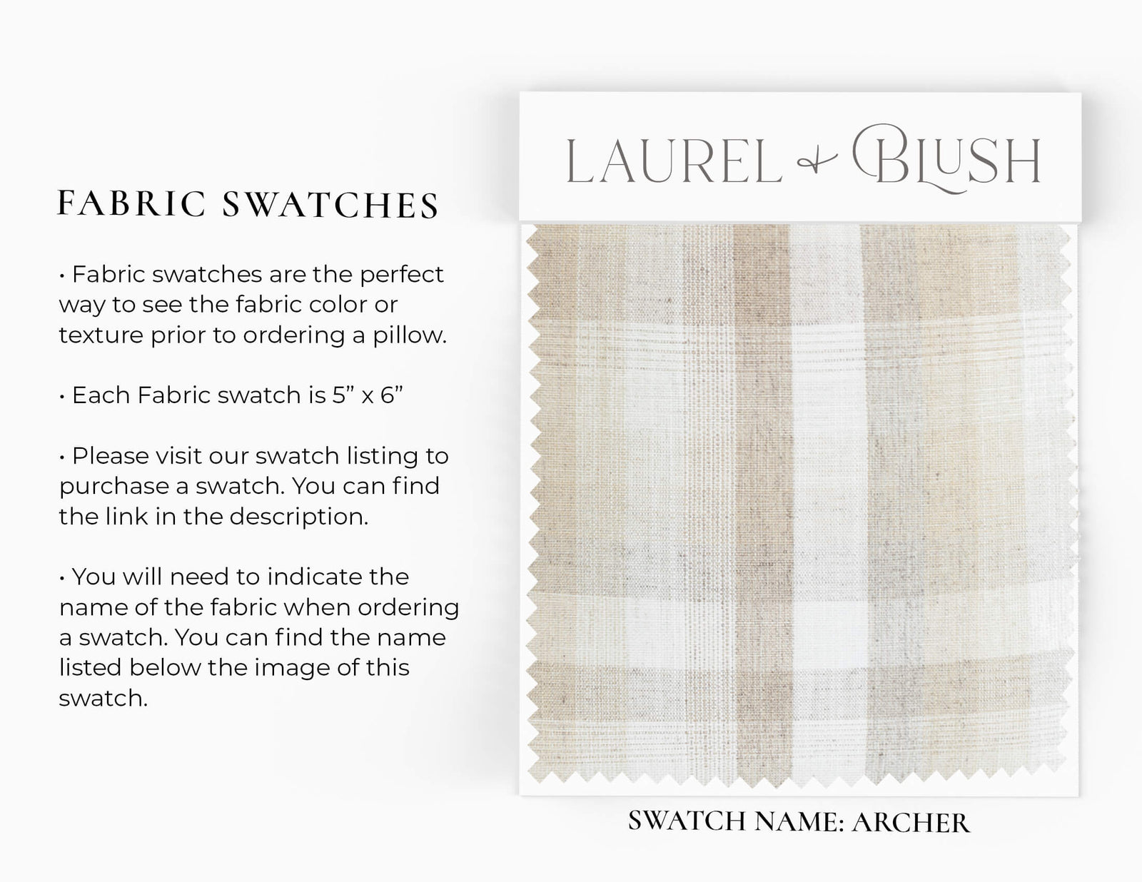 Archer neutral plaid pillow cover featuring a woven beige, ivory, and taupe plaid pattern with a designer knife-edge finish for sofas, beds, and accent chairs.