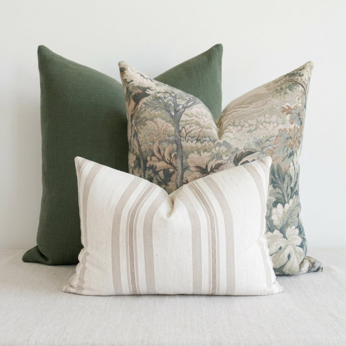 Studio shot of Quincy 12x20 small pillow against a plain background, emphasizing fabric weave, subtle stripe pattern, micro-details, and concealed zipper.