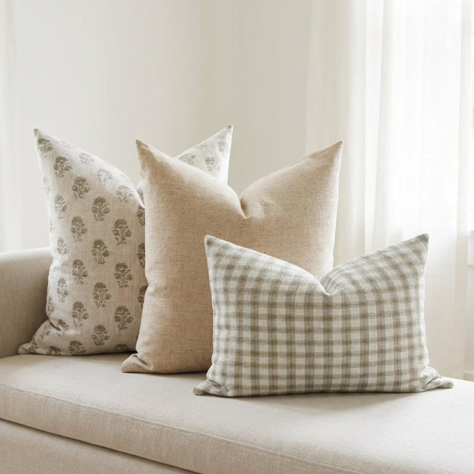 Close-up of Cecily Pillow Cover showing hidden seamless zipper on soft fabric with minimalist white background.