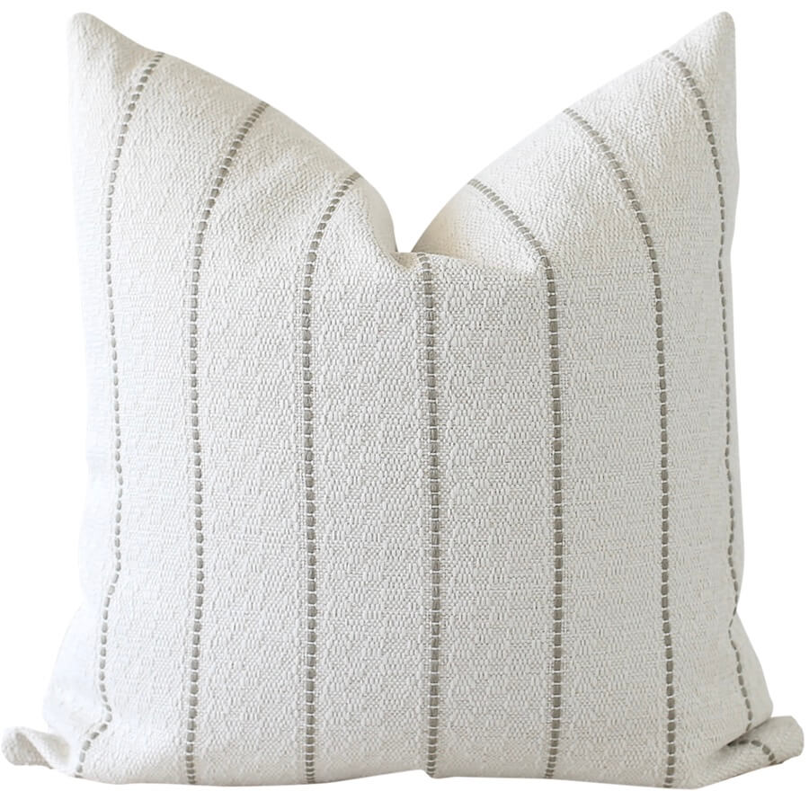  A soft ivory with subtle vertical gray stripe woven detailing.