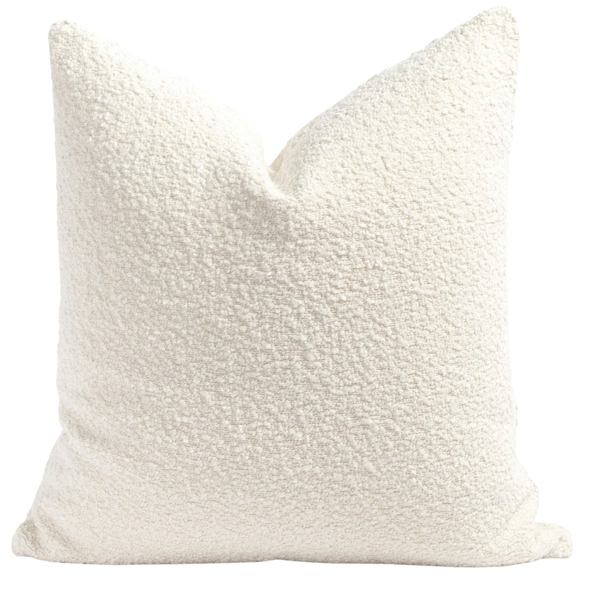 A soft ivory boucle pillow cover.