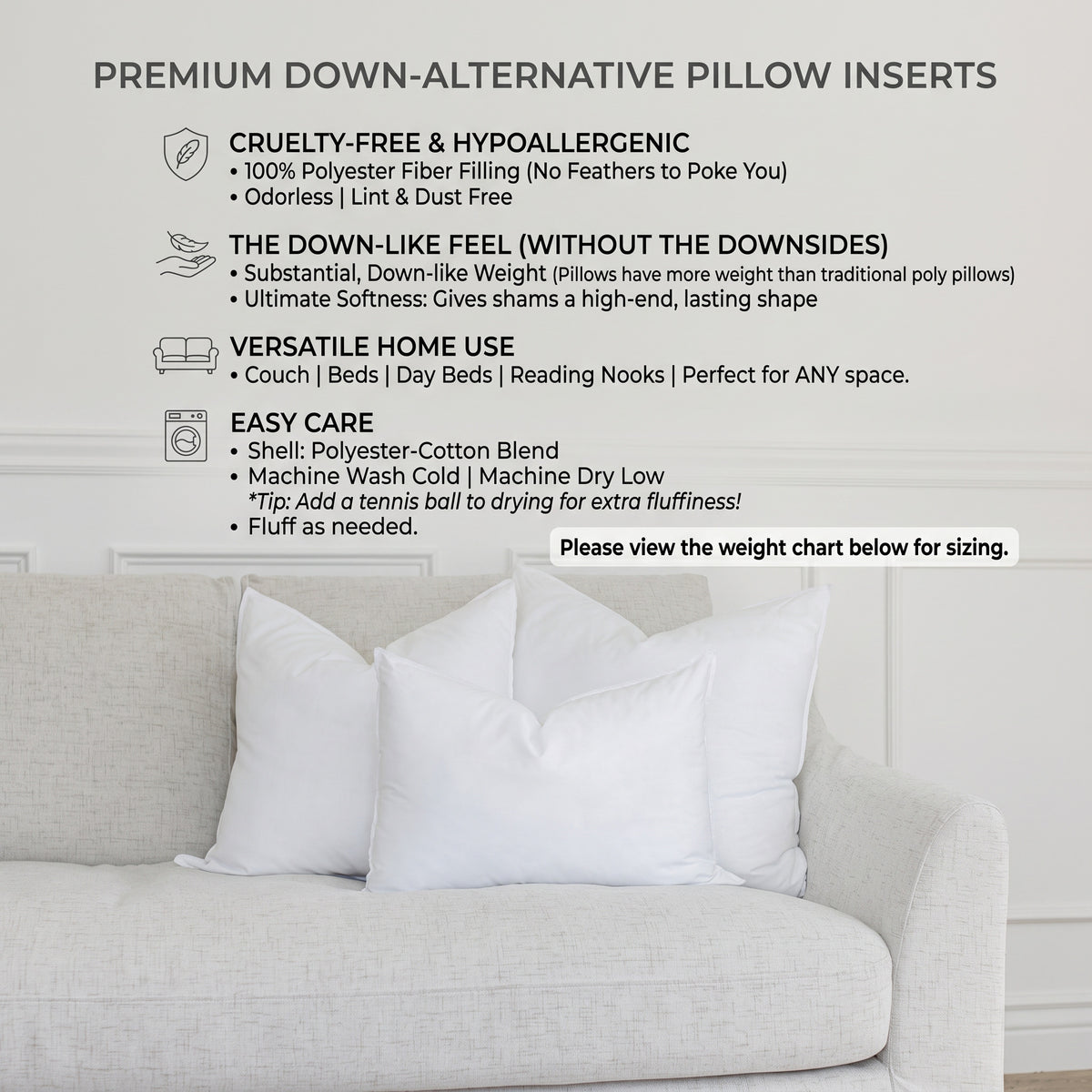 Individual Pillow Inserts