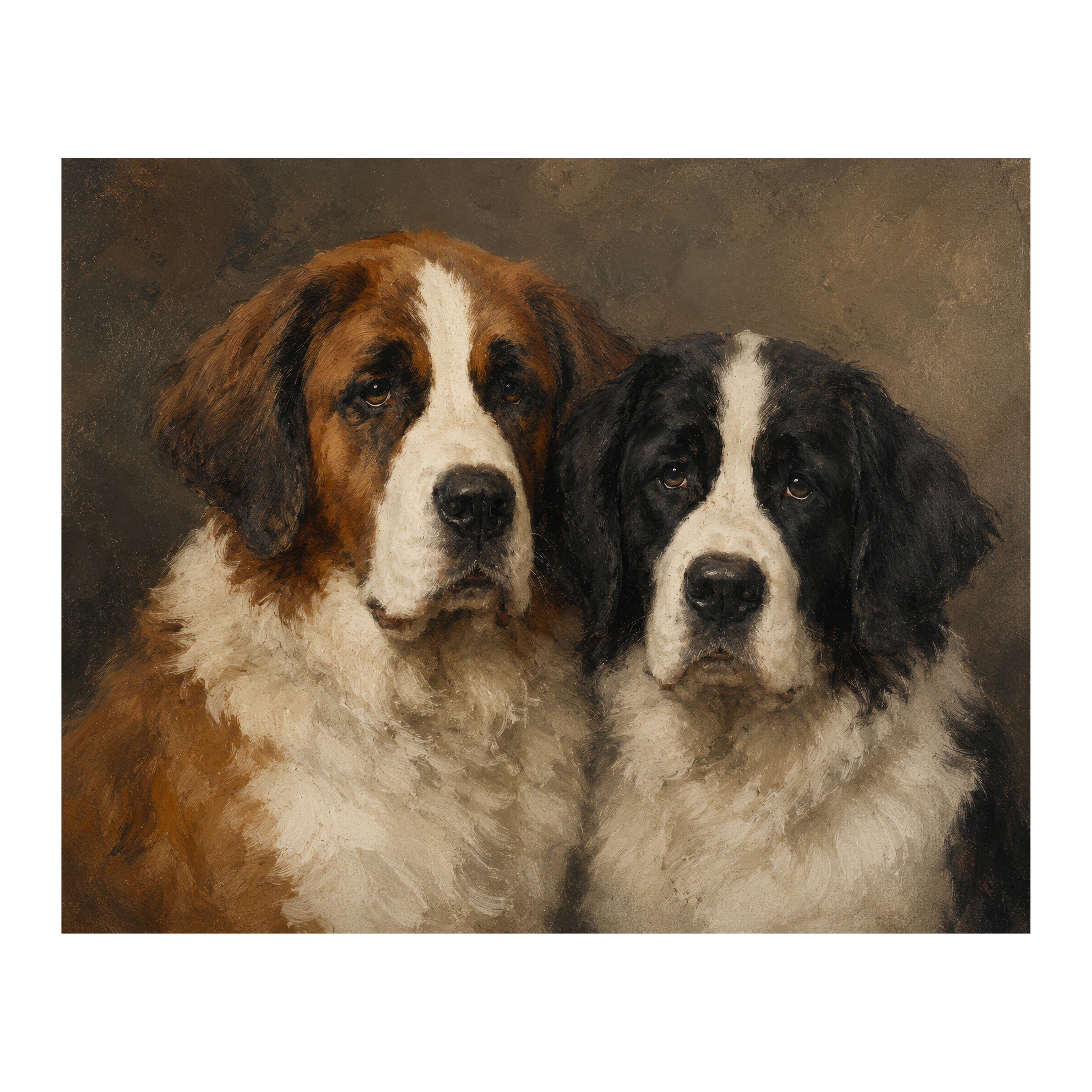 St Bernard Vintage Dog Portrait Framed Wall Art | Vintage Prints