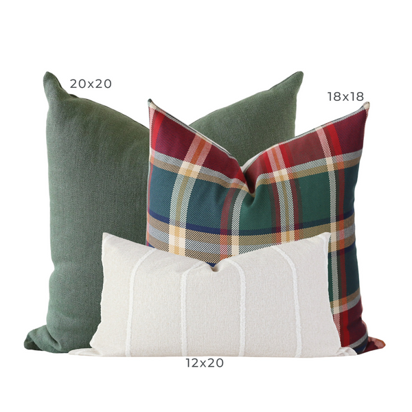 Christmas Pillow Combination, Green Pillow Cover, Tartan Covers