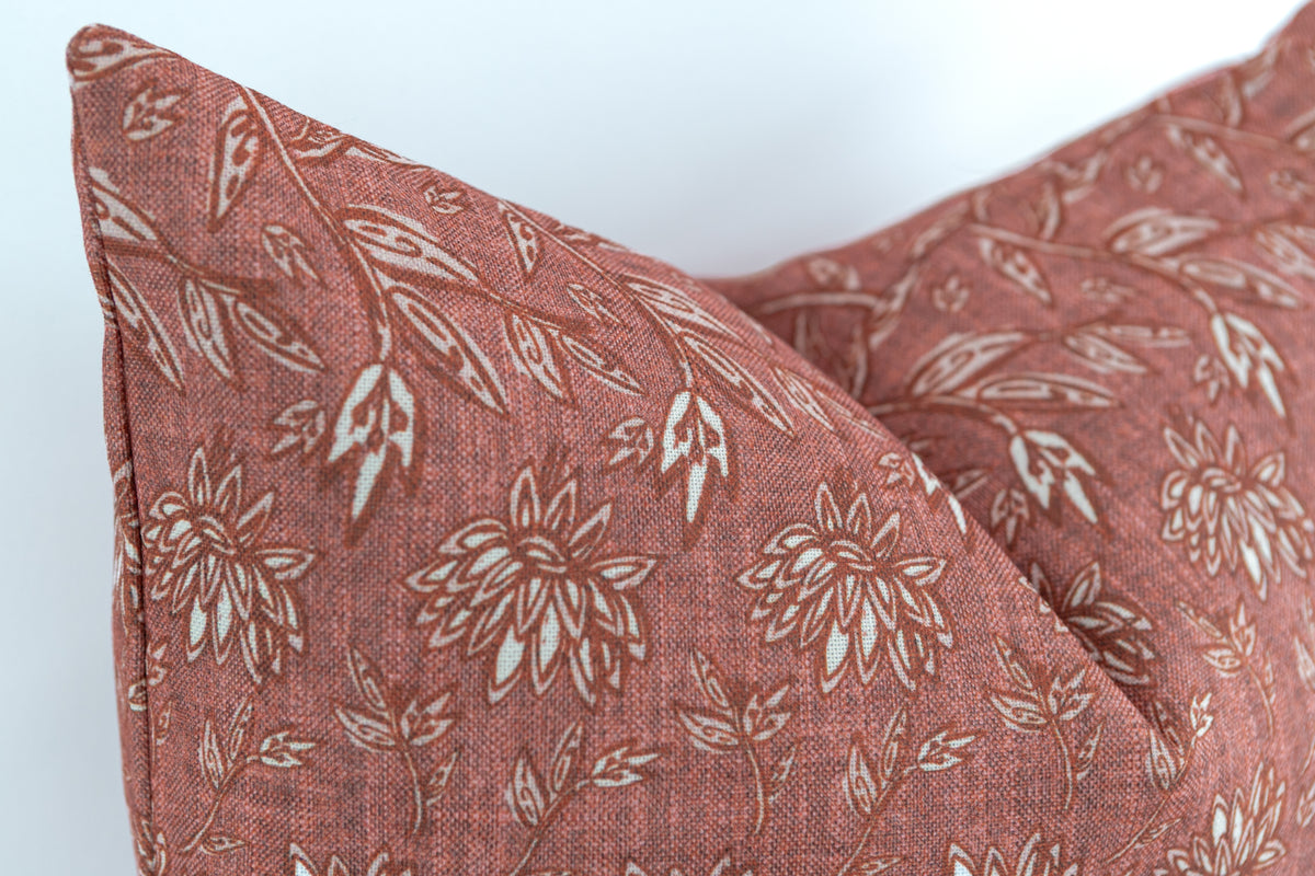 Terracotta Floral Pillow Cover