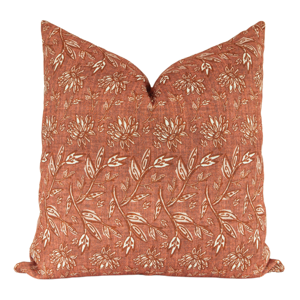 Terracotta Floral Pillow Cover