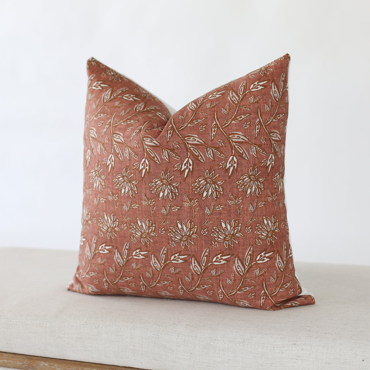 Terracotta Floral Pillow Cover