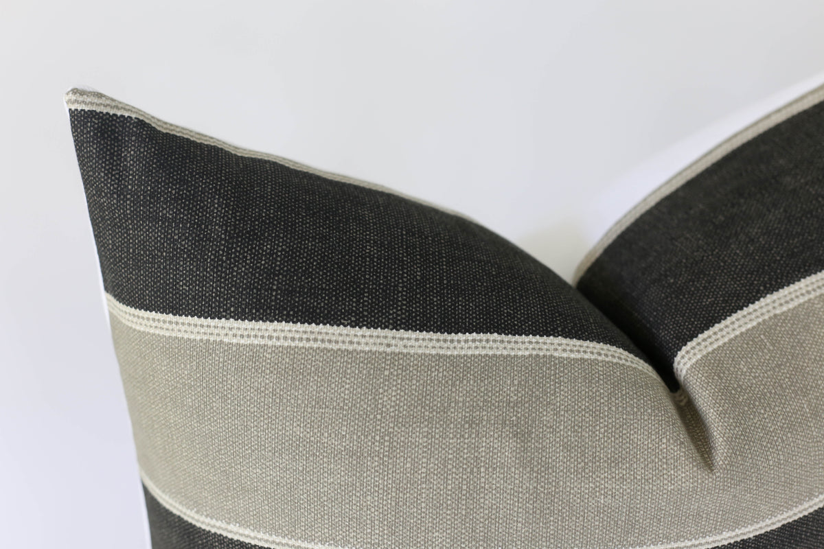 Charcoal Gray and Light Gray Stripe Throw Pillow
