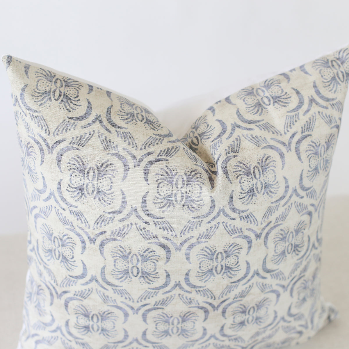 Blue and Cream Quatrefoil Pillow Cover