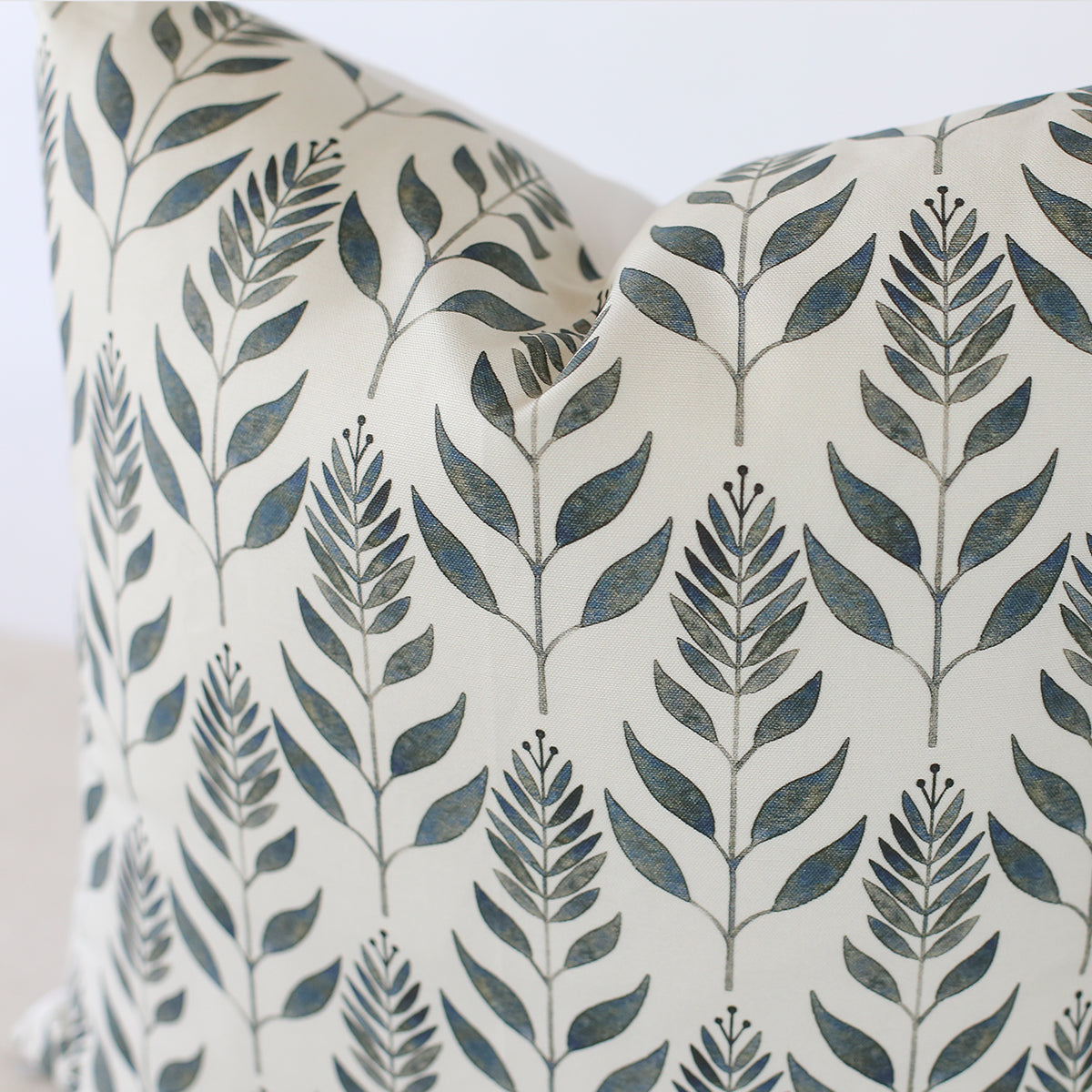 Green and Cream Botanical Print Pillow Covers