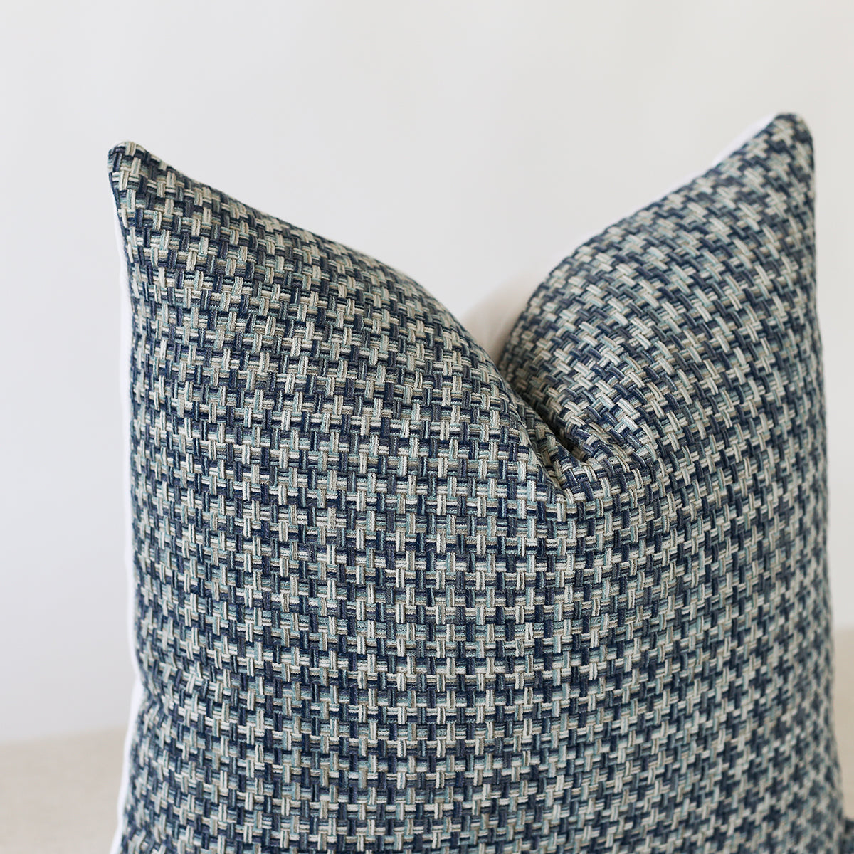 Navy Blue Woven Pillow Cover