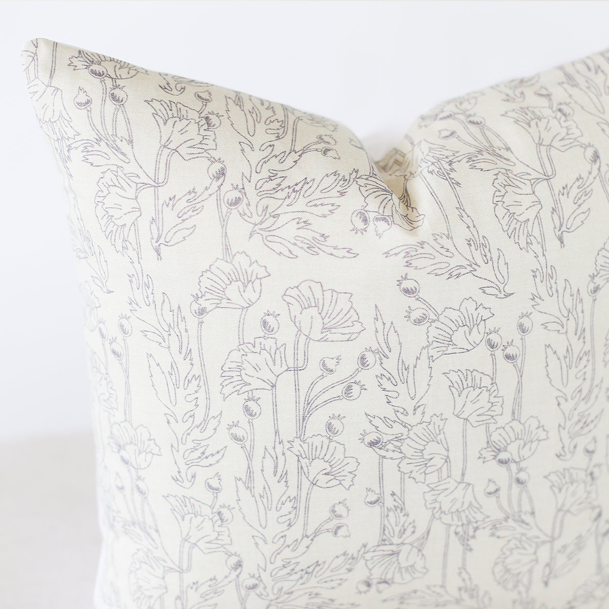Modern Grey and Cream Floral Pillow Cover