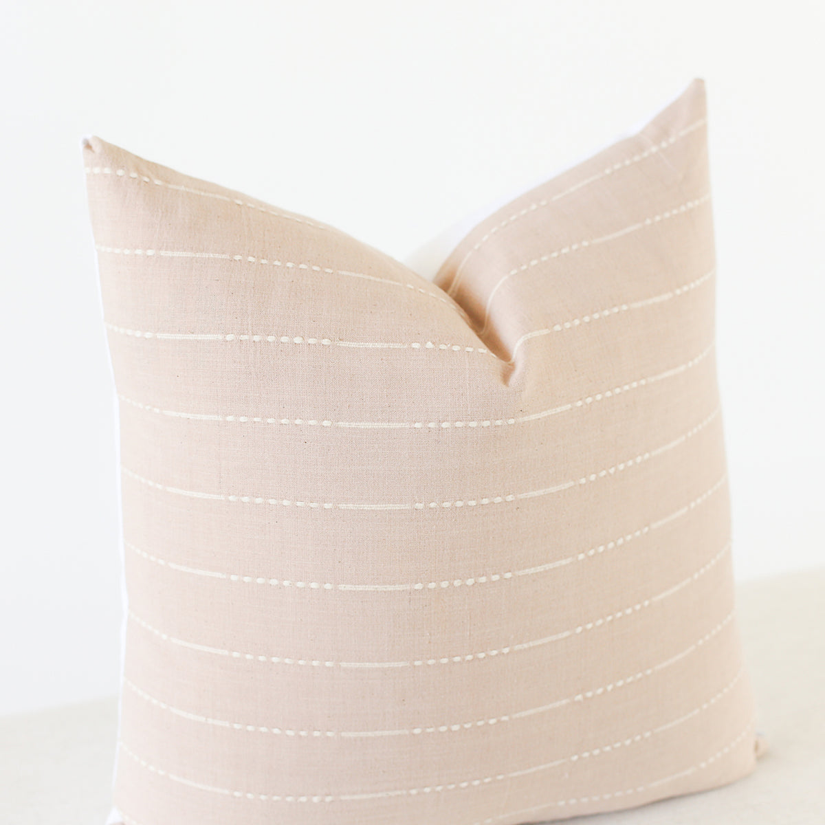 Blush Stripe Linen Throw Pillow Cover