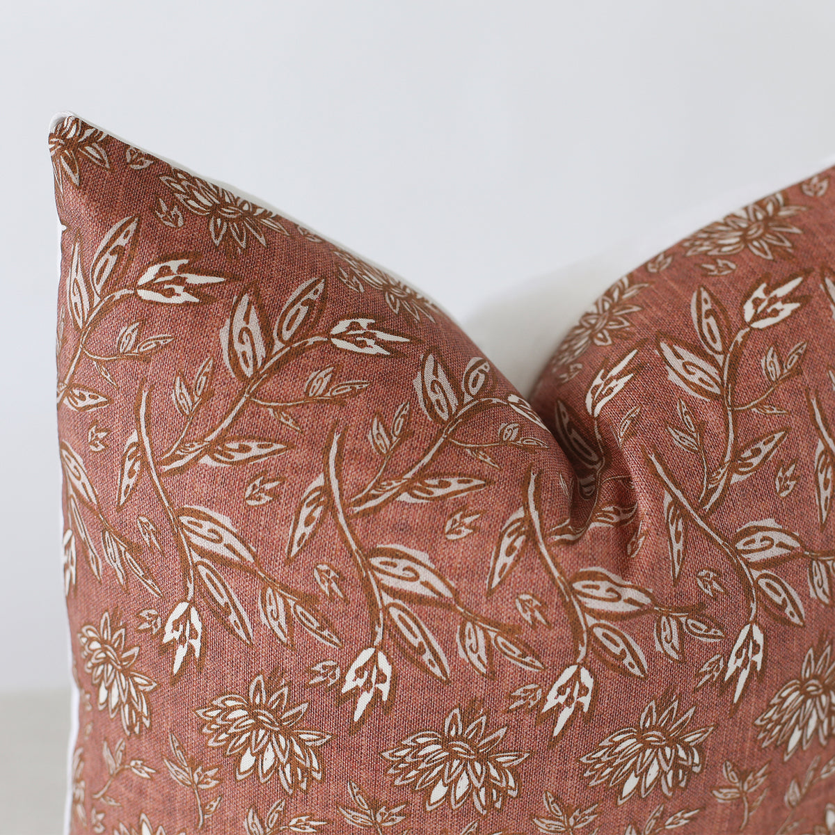 Terracotta Floral Pillow Cover
