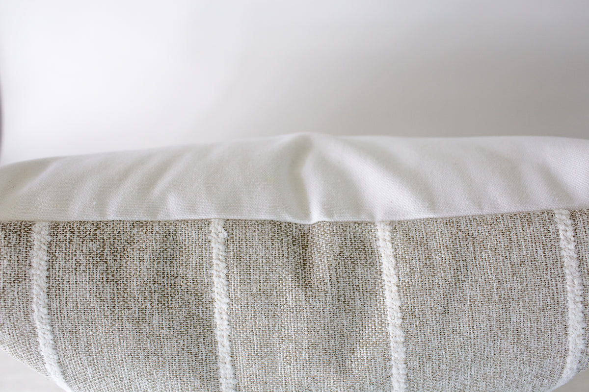 Textured Grey and White Stripe Pillow Cover