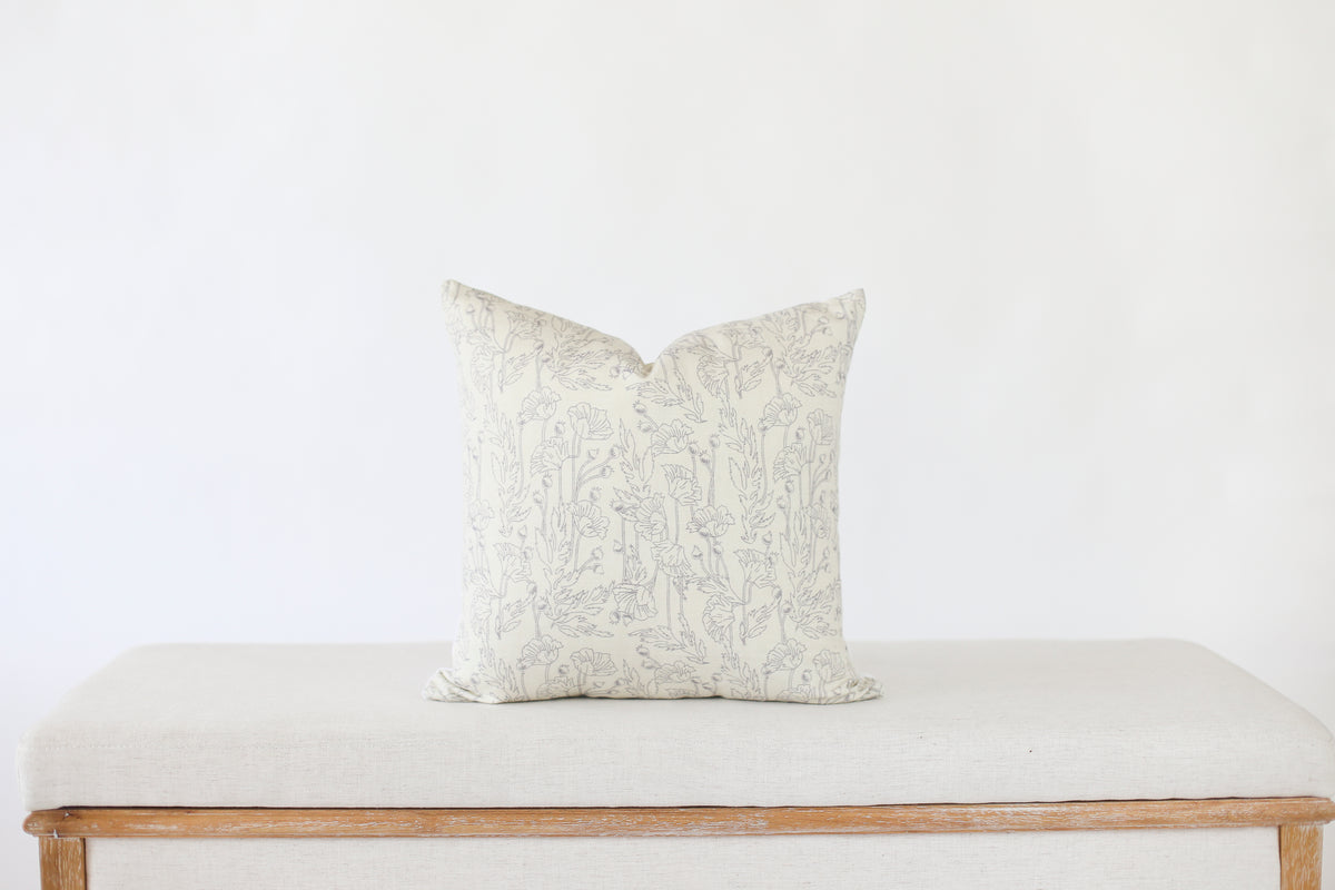 Modern Grey and Cream Floral Pillow Cover