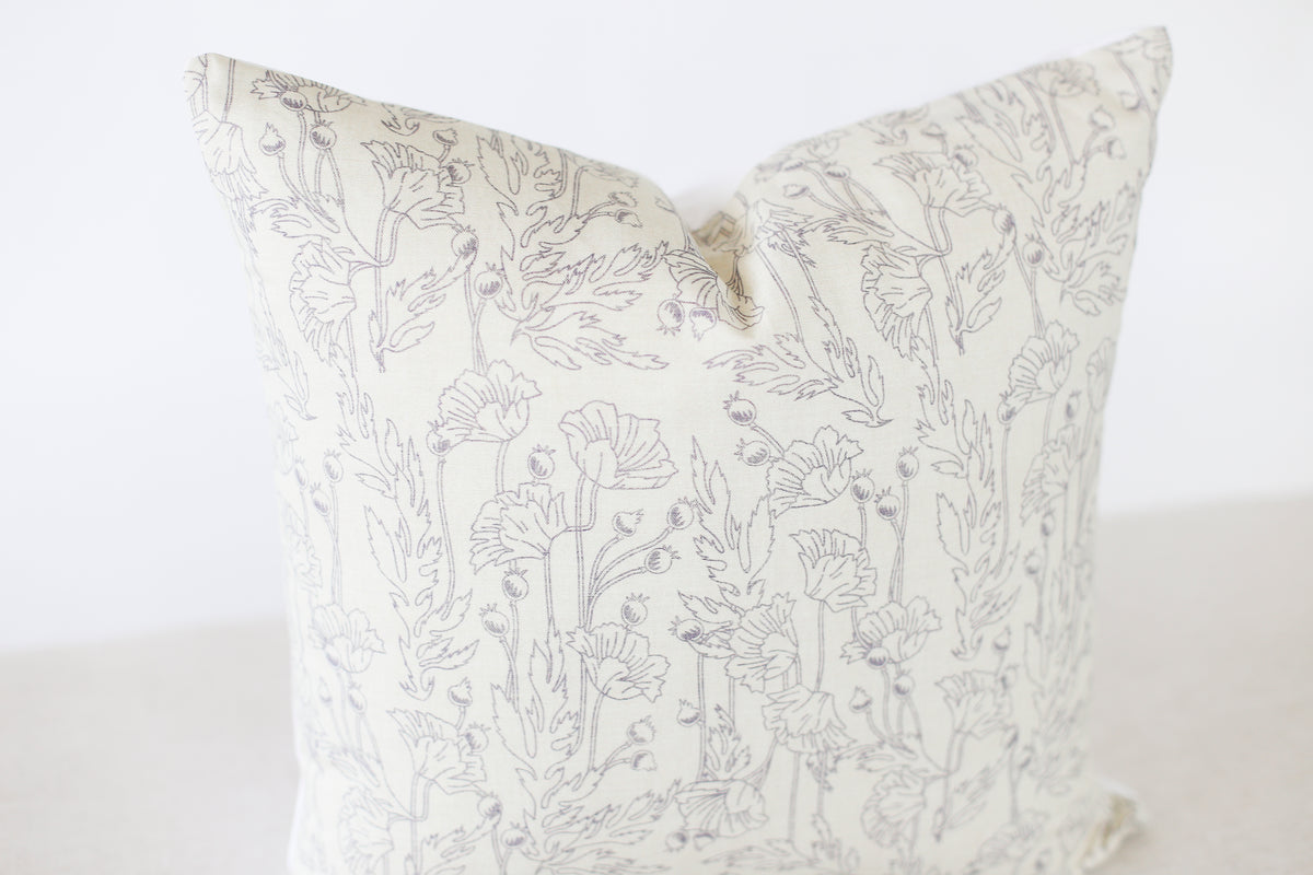 Modern Grey and Cream Floral Pillow Cover