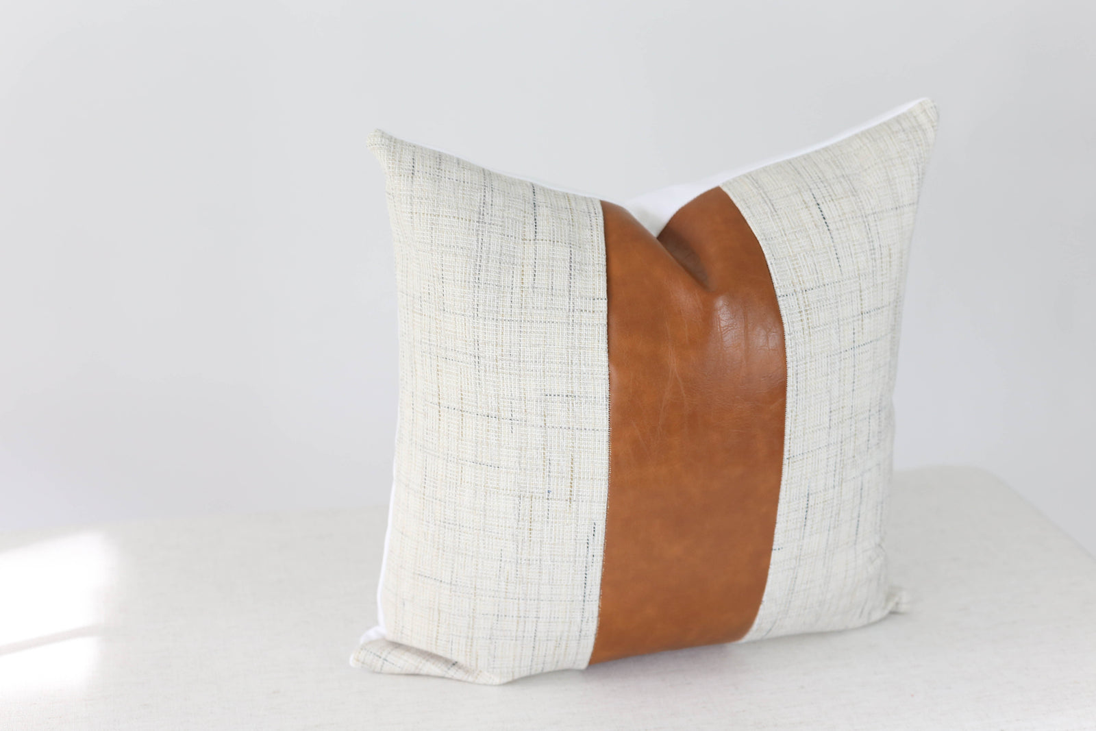 leather stripe pillow cover