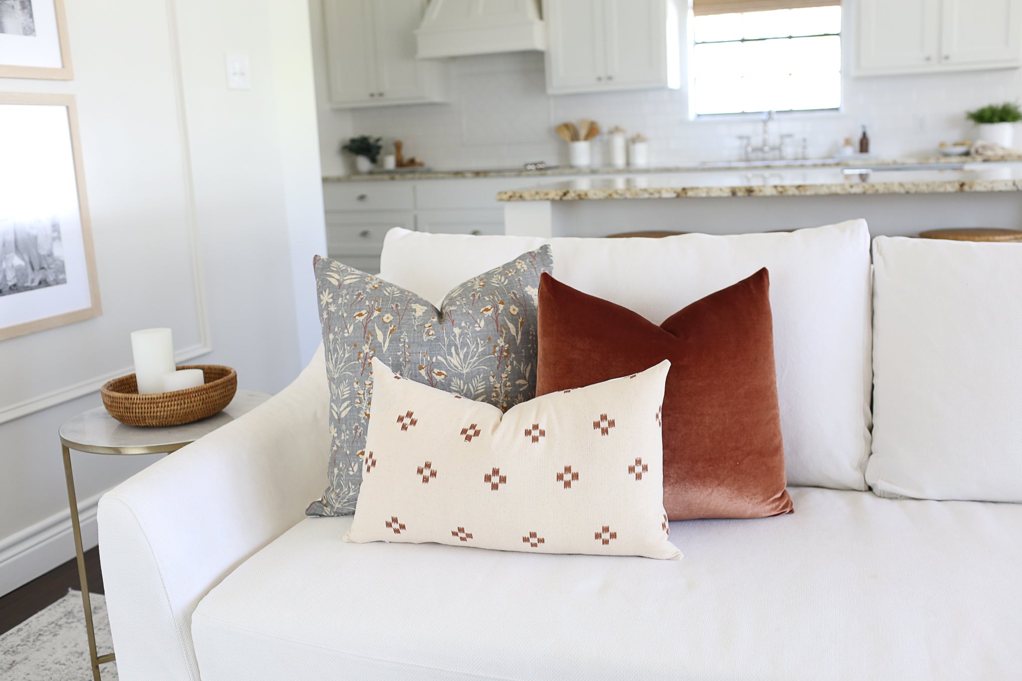 Couch Pillows Set, Pillow Combination, Throw Pillows Set, Pillow Combo Set,  Beige Throw Pillows, Floral Pillow Covers, Lumbar Pillows - Laurel and Blush