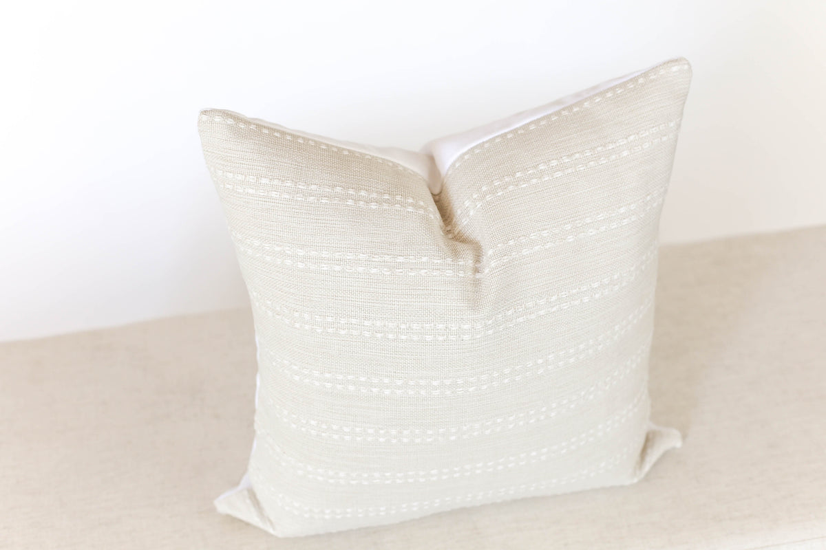 Cream and White Stripe Pillow Cover