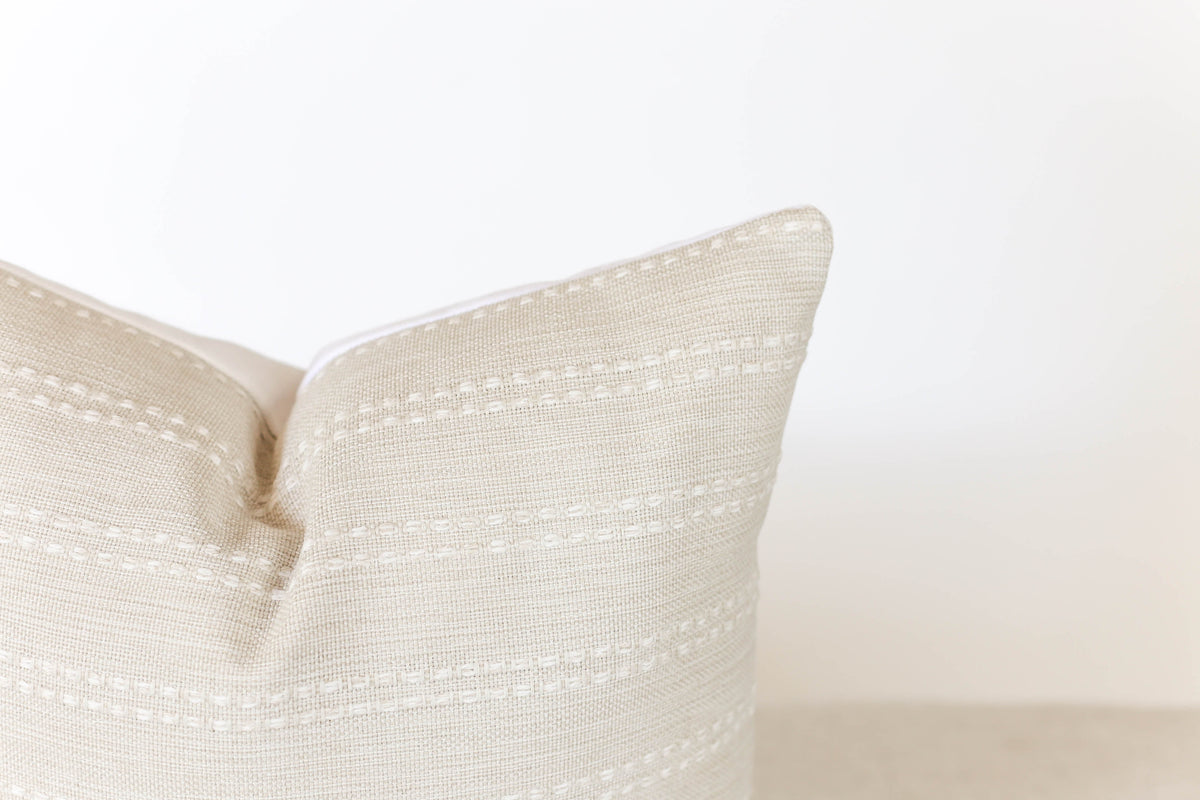 Cream and White Stripe Pillow Cover