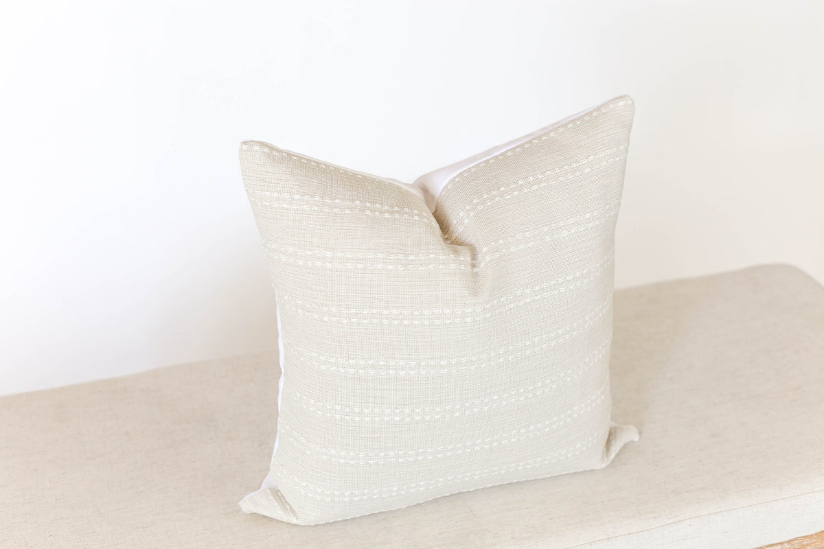 Cream and White Stripe Pillow Cover