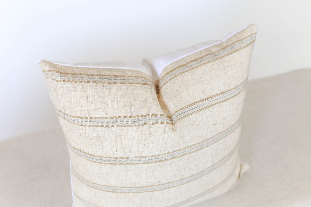 Modern Farmhouse Beige and Grey Stripe Pillow Covers