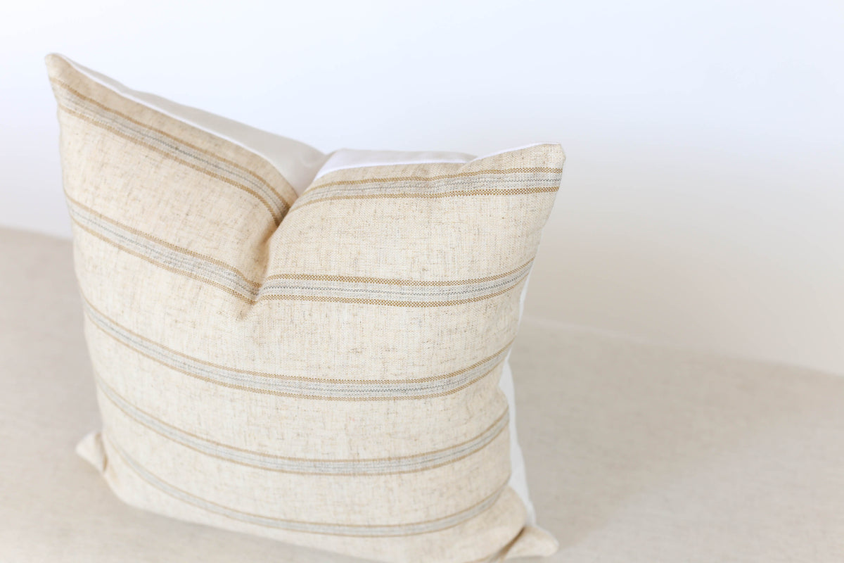 Modern Farmhouse Beige and Grey Stripe Pillow Covers