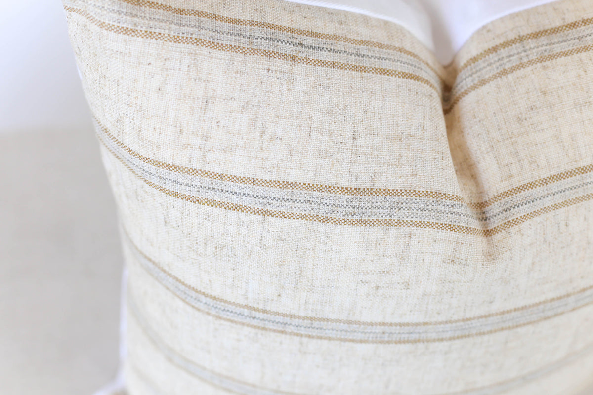 Modern Farmhouse Beige and Grey Stripe Pillow Covers