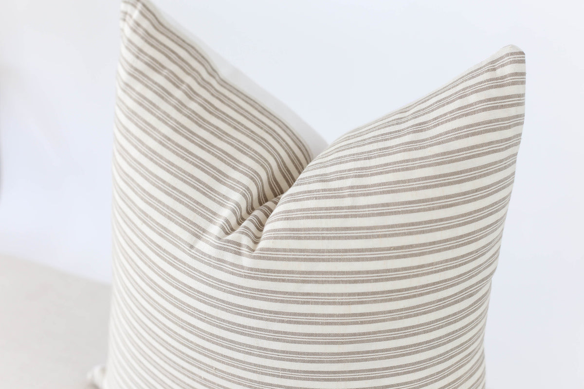 White and Grey Striped Pillow Cover