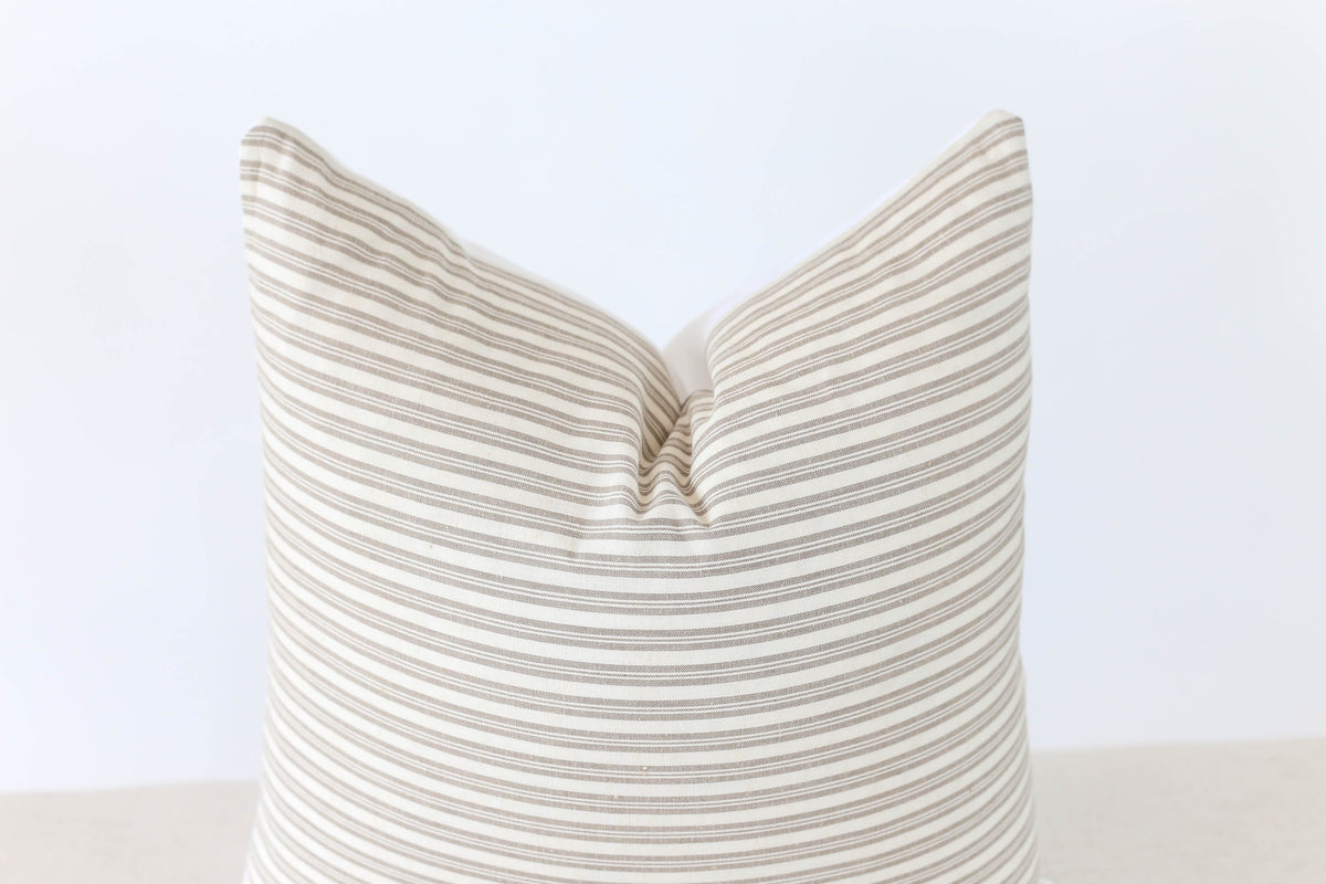 White and Grey Striped Pillow Cover