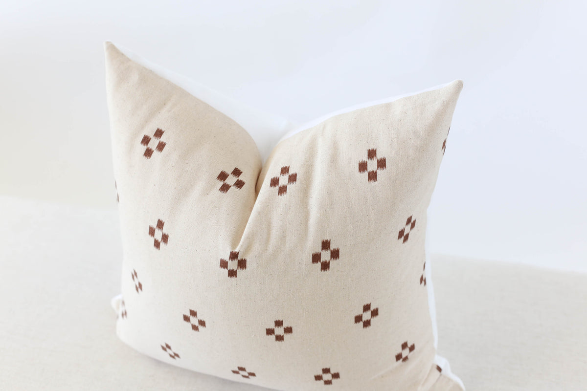 Boho Brown and Cream Pillow Cover