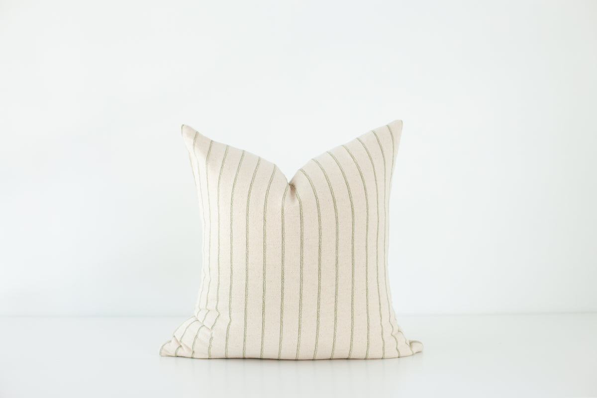 Green Striped Pillow Covers