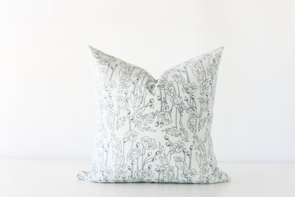 Blue Poppy Pillow Cover