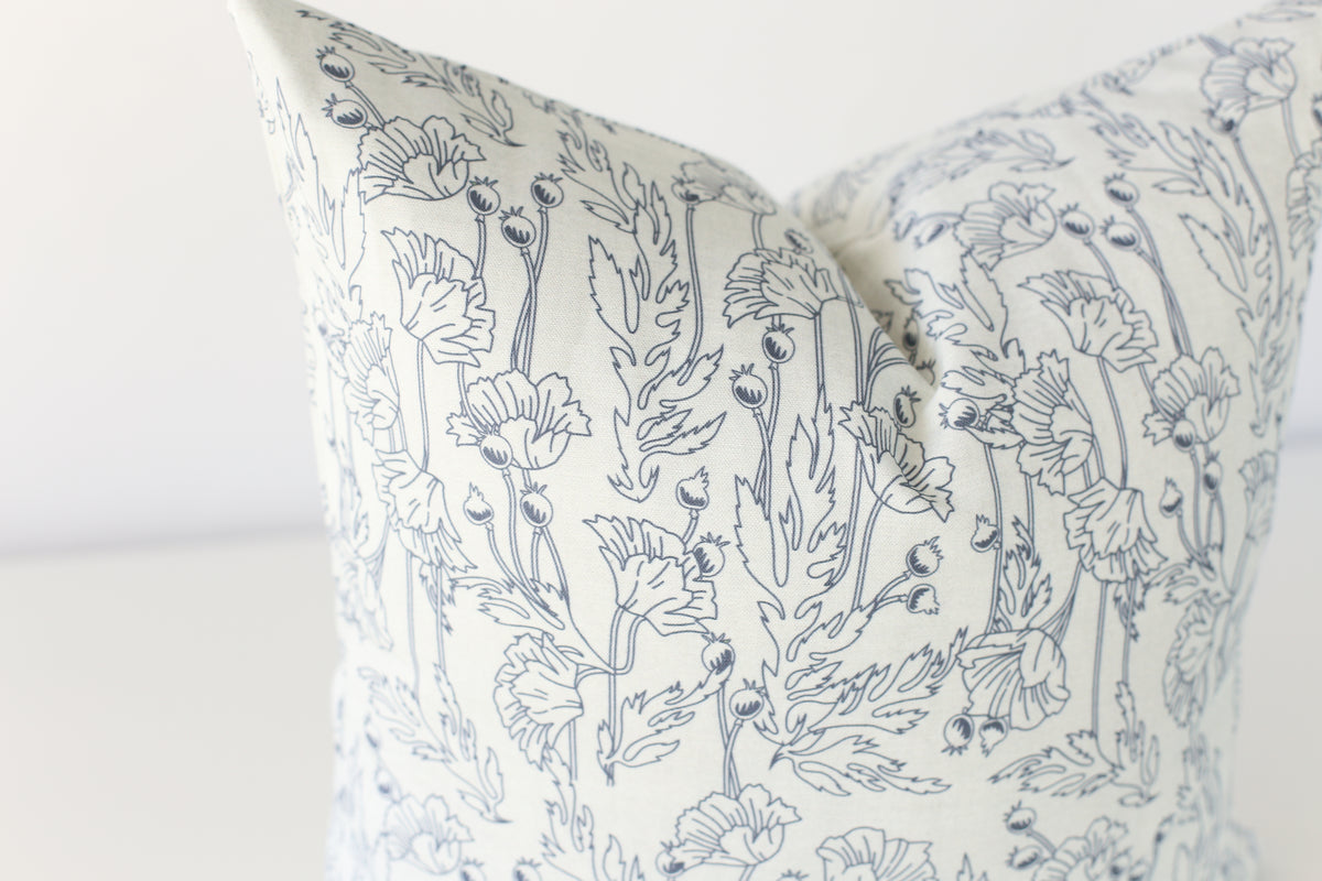 Blue Poppy Pillow Cover