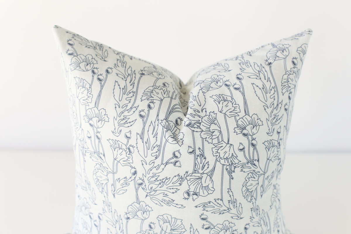 Blue Poppy Pillow Cover