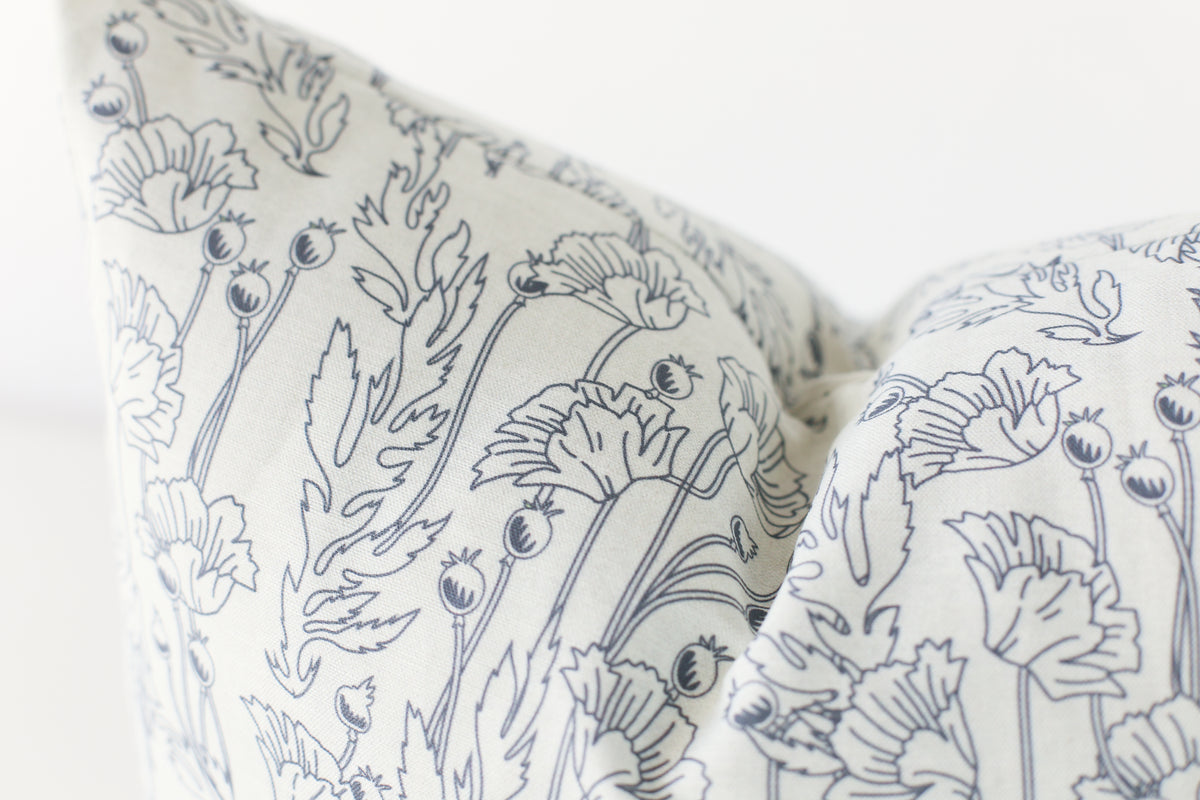 Blue Poppy Pillow Cover