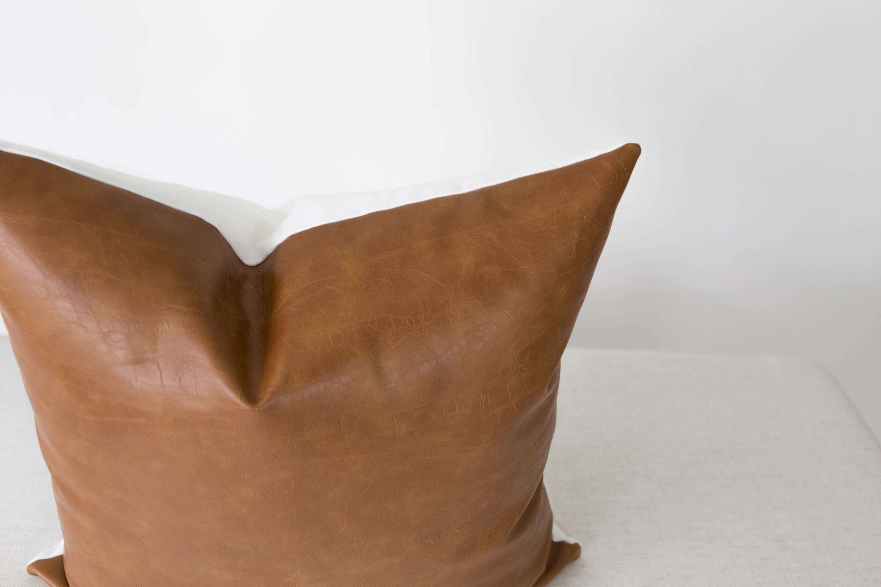 Cognac faux leather pillow cheap