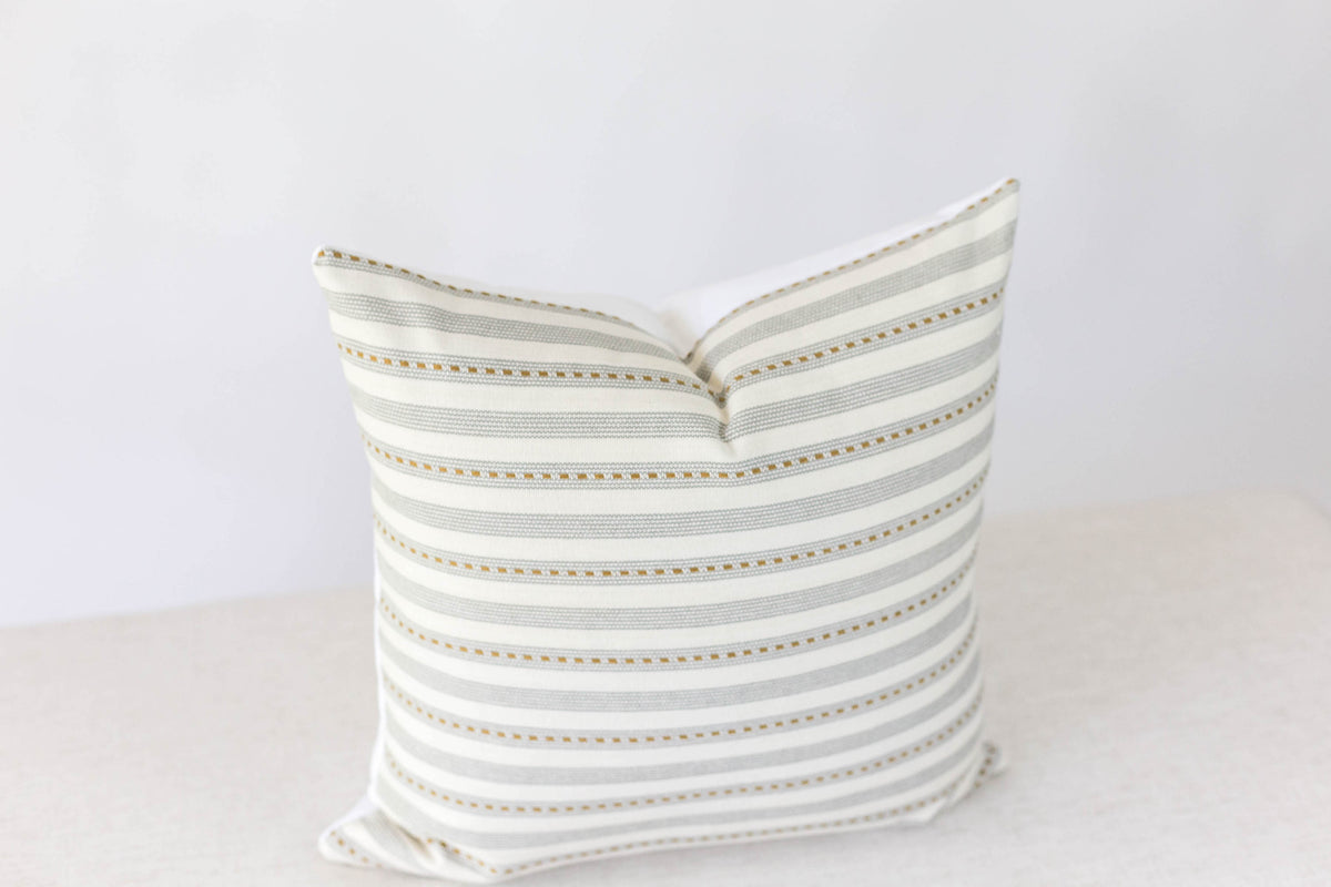 Modern Farmhouse Grey and White Striped Throw Pillow Cover