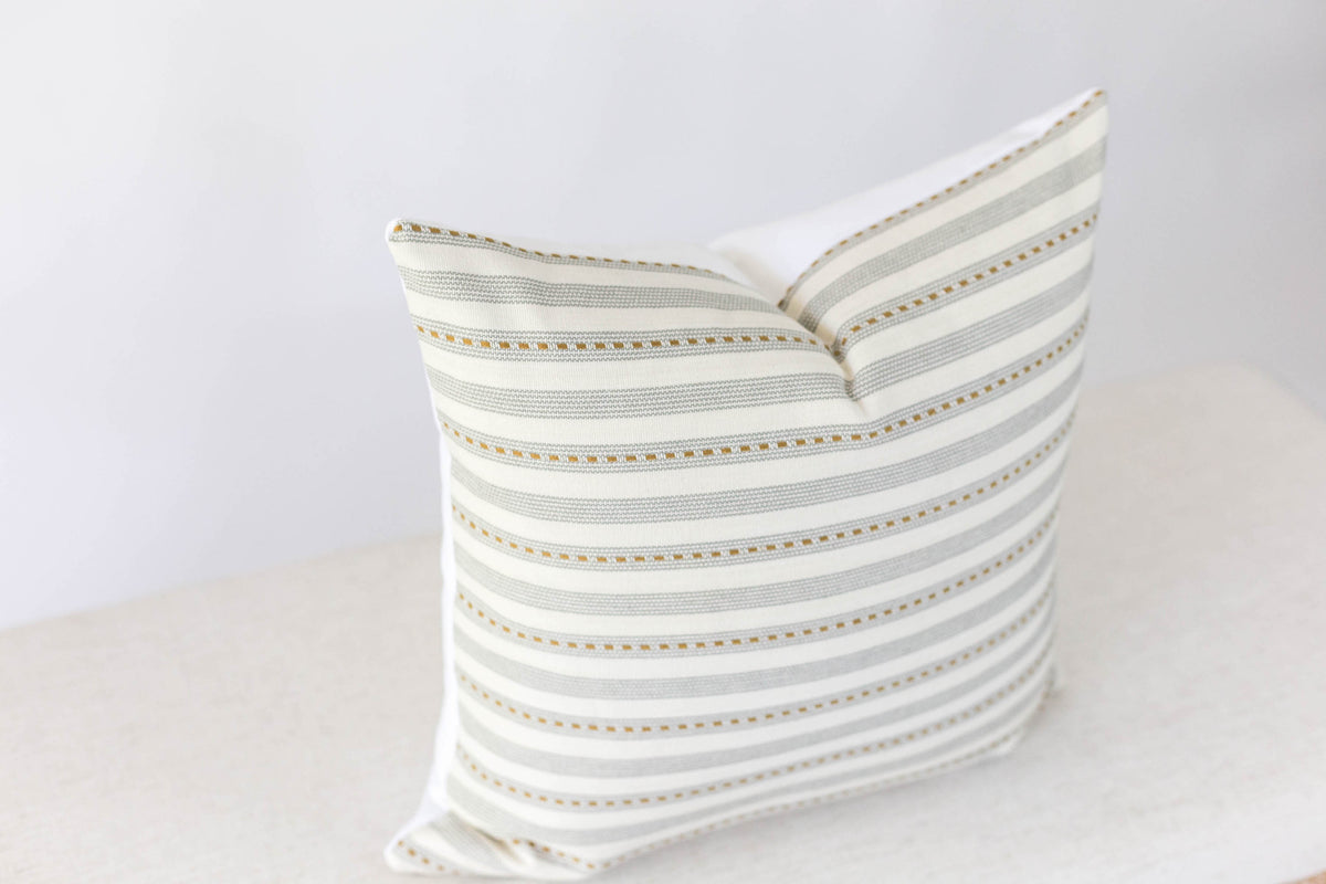 Modern Farmhouse Grey and White Striped Throw Pillow Cover